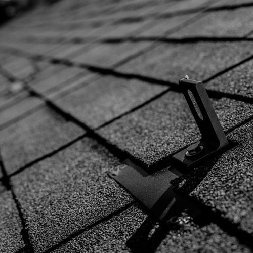 close-up of a gray shingle roof