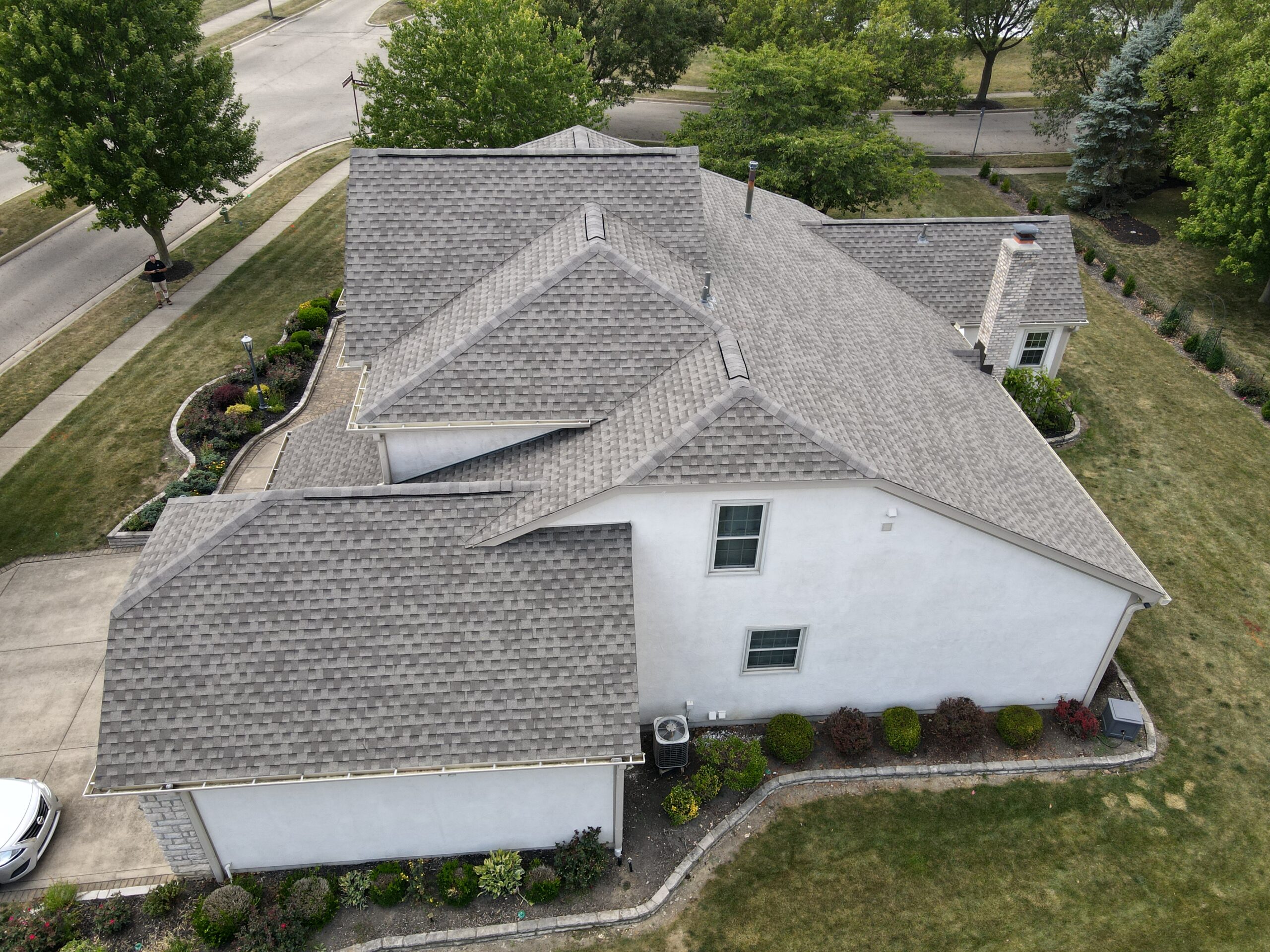 Kerrigan Roofing and Restoration crew completing a roof installation in Centerville, OH