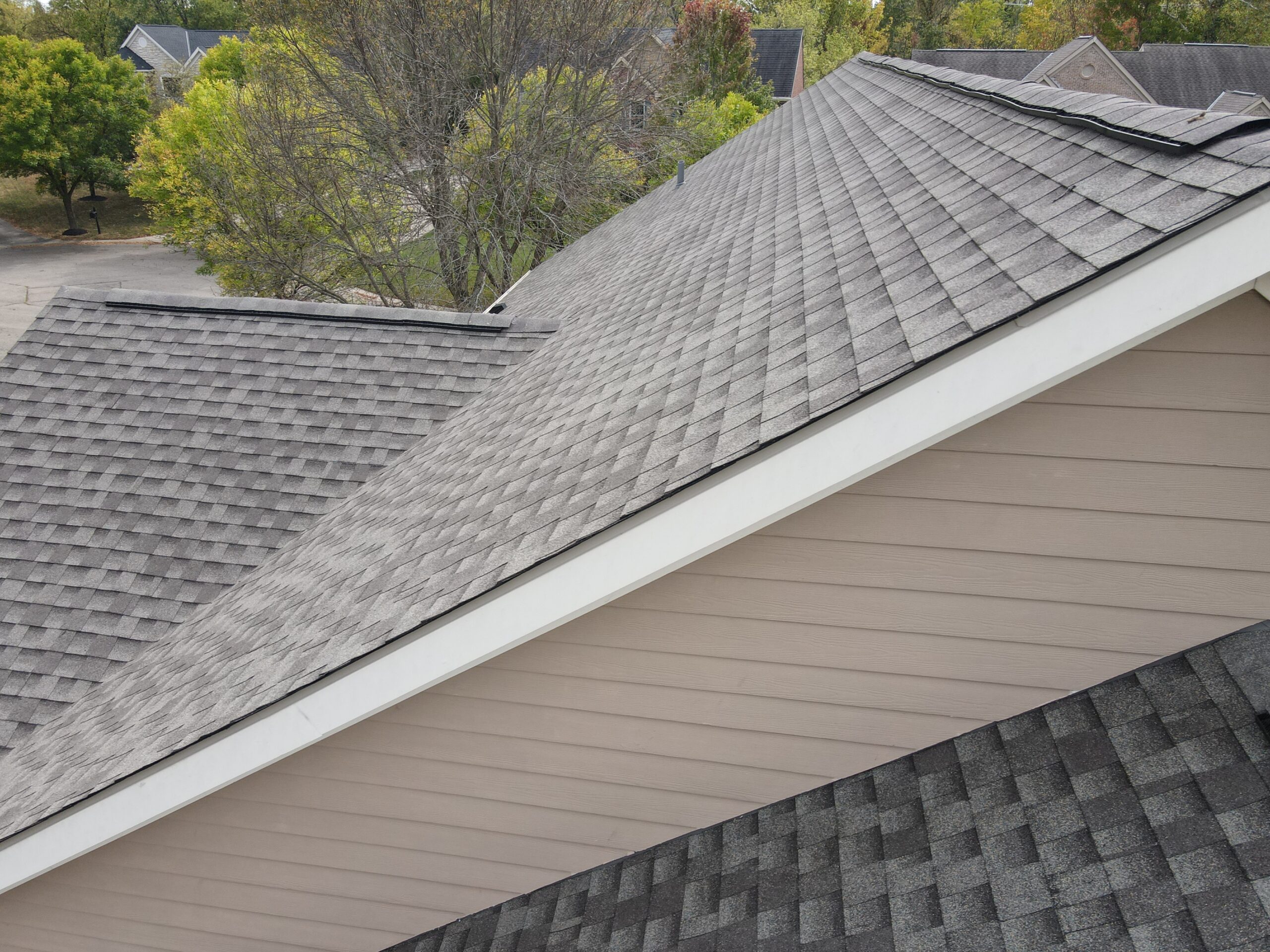Kerrigan Roofing and Restoration crew completing a roof installation in Centerville, OH