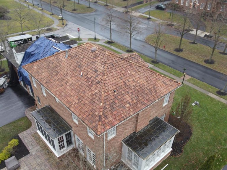 Natural cedar shake roofing detail